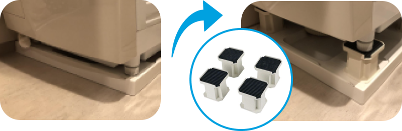 かさ上げ台は、洗濯機と洗濯パンとの間に隙間を作る為の台のことです。